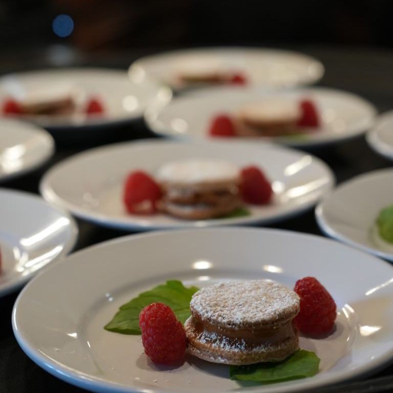 Alfajores dusted with powdered sugar